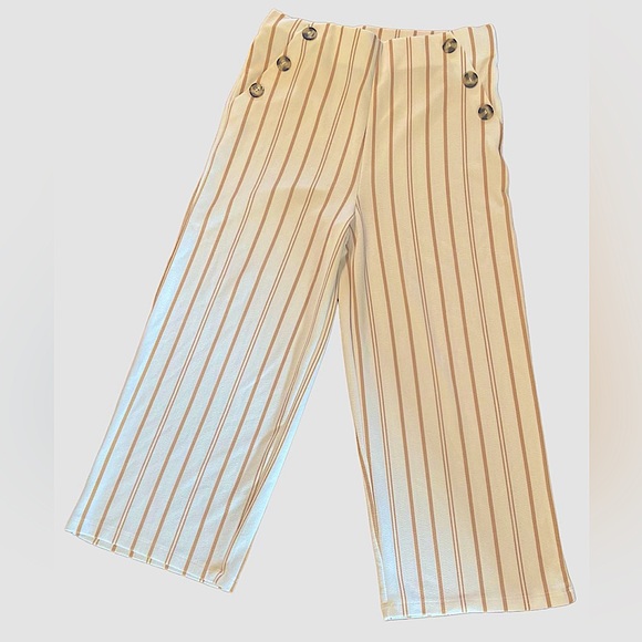 Derek Heart | Cream & Yellow Stripe Button-Accent High-Waist Sailor Pants - Picture 1 of 1